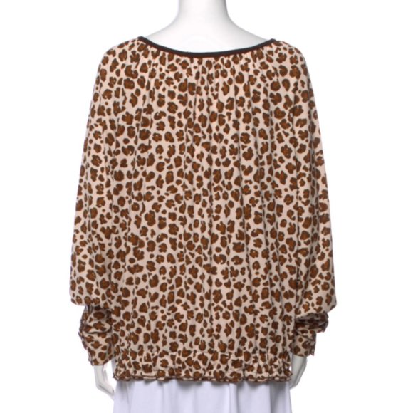 TORY BURCH Animal Print Bateau Neckline Blouse - Picture 3 of 3